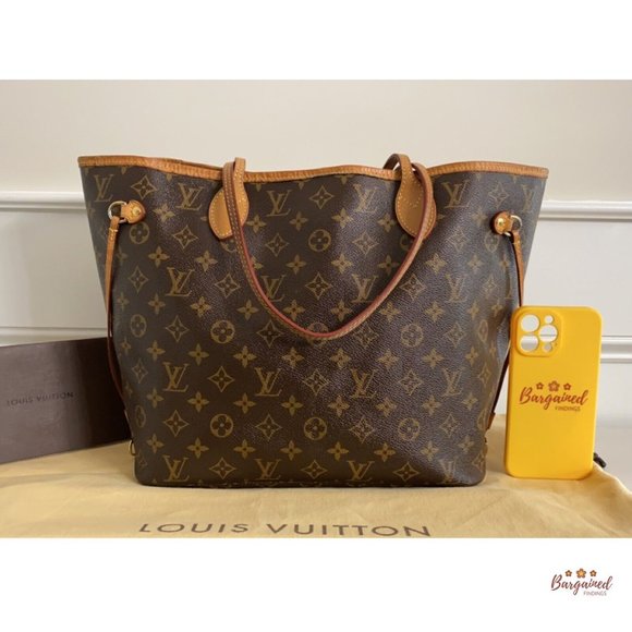Authentic LOUIS VUITTON Brown Monogram Canvas Leather Neverfull MM Tote Bag - Picture 5 of 13